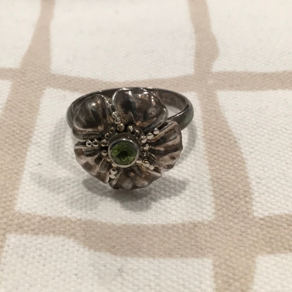 Sterling Silver & Peridot Ring, Size 10